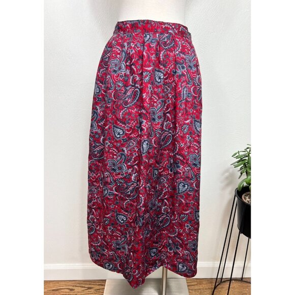 Vintage Pendleton‎ Womens Red Floral Wool Blend Paisley Skirt - Picture 1 of 10